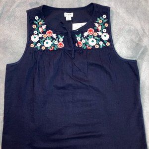 JCREW, Sleeveless Embroidered Top